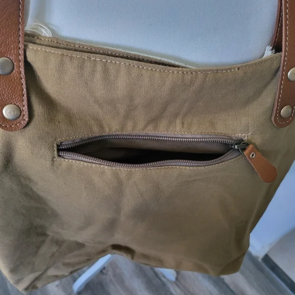 Myra Bag Jamee Jane Brown & Tan Embroidered Tote Shoulder Purse New With Tags - Picture 4 of 11